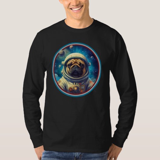Cute Pug Astronaut In Space Suit Galaxy Dog Design T-shirt (Voorkant)