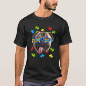 Cute Pug Autism Puzzle Sunglass Puppies Eigenaars T-shirt (Voorkant)