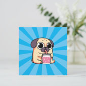 Cute Pug Bedankkaart (Staand voorkant)