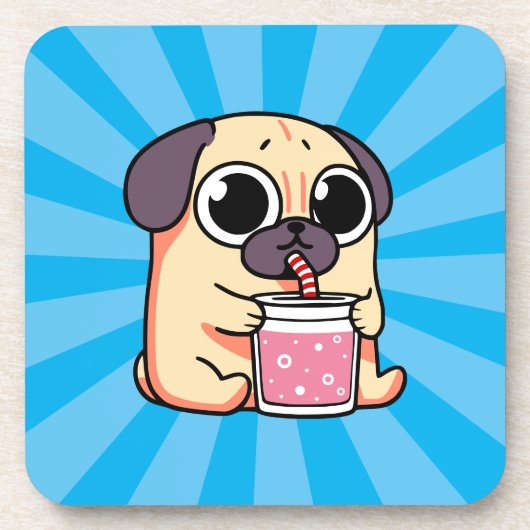 Cute Pug Bier Onderzetter (Voorkant)