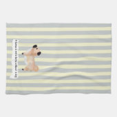 Cute Pug blue en crème striped Theedoek (Horizontaal)