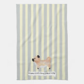 Cute Pug blue en crème striped Theedoek (Verticaal)