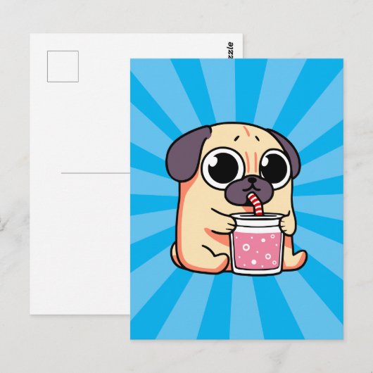 Cute Pug Briefkaart (Voorkant / Achterkant)