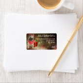 Cute Pug buldog bandana red box festive custom Etiket (Insitu)