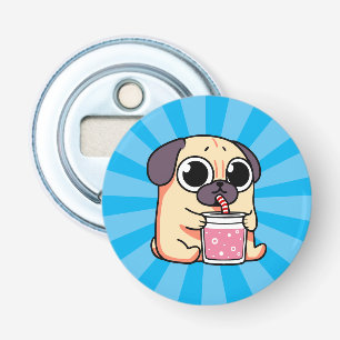 Cute Pug Button Flesopener