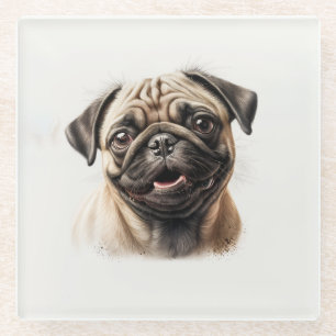 Cute Pug chilling Best Dog Mam Ever Glazen Onderzetter