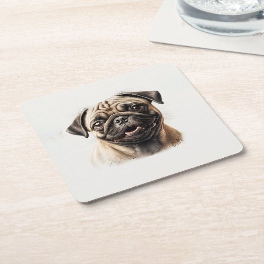 Cute Pug chilling Best Dog Mam Ever Kartonnen Onderzetters (Schuin)