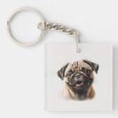 Cute Pug chilling Best Dog Mam Ever Sleutelhanger (voorkant)