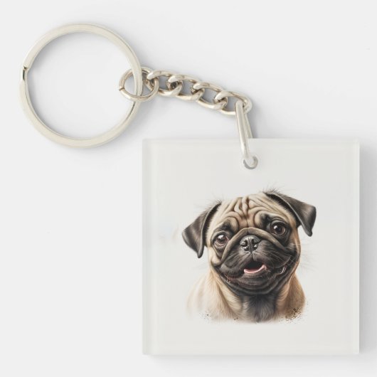 Cute Pug chilling Best Dog Mam Ever Sleutelhanger (voorkant)