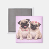 Cute Pug Couple Valentine Illustration  Magneet (Voorkant / Achterkant)