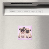 Cute Pug Couple Valentine Illustration  Magneet (Insitu (Vaatwasser))