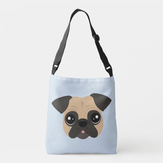 Cute Pug Cross Body Canvas tas (Achterkant)