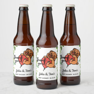 Cute Pug Dank u Baby shower Bier Etiket