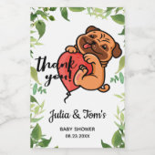 Cute Pug Dank u Baby shower Mini Wijn Etiket (Enkel label)