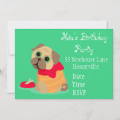 Cute pug dierenvriend girl kaart (Voorkant)