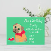 Cute pug dierenvriend girl kaart (Staand voorkant)