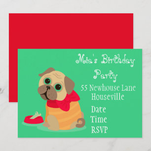 Cute pug dierenvriend girl kaart