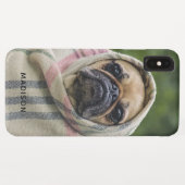 Cute Pug Dog aangepaste naam telefoongevallen Case-Mate iPhone Case (Achterkant (horizontaal))