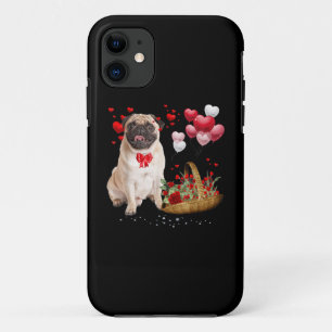 Cute Pug Dog Balloon Heart Valentijnsdag Case-Mate iPhone Case