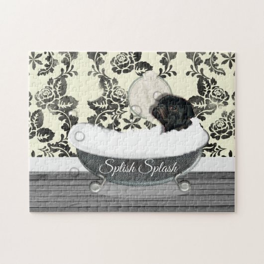 Cute Pug Dog Bath Time Splish Splash Fun Legpuzzel (Horizontaal)