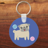 Cute Pug Dog Cartoon op maat Sleutelhanger (Achterkant)