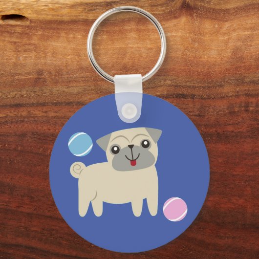 Cute Pug Dog Cartoon op maat Sleutelhanger (Achterkant)