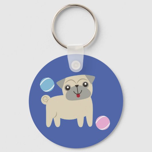 Cute Pug Dog Cartoon op maat Sleutelhanger (Achterkant)