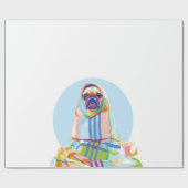Cute Pug Dog Colorful in Blanket Cadeaupapier (Vlak)