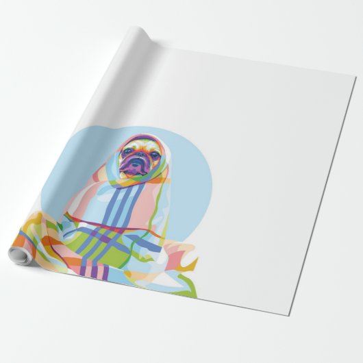 Cute Pug Dog Colorful in Blanket Cadeaupapier (Uitgerold)