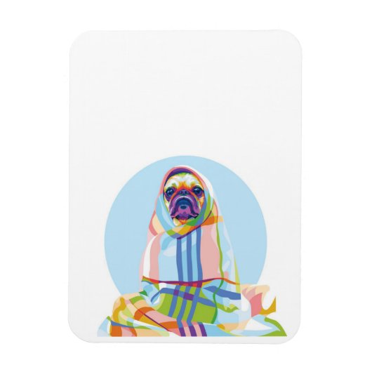 Cute Pug Dog Colorful in Blanket Magneet (Verticaal)