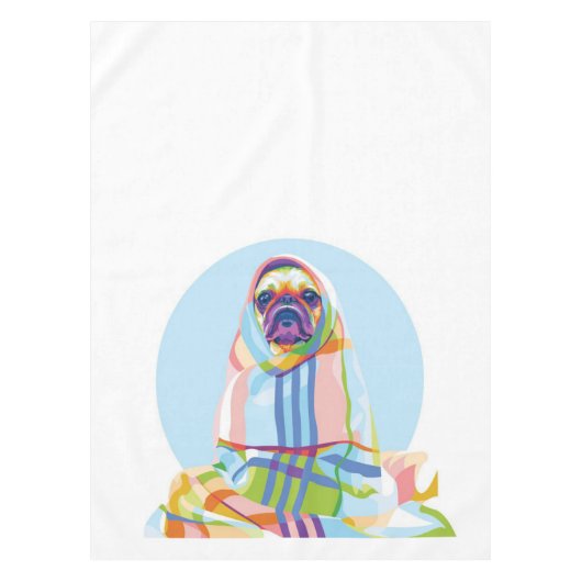 Cute Pug Dog Colorful in Blanket Tafelkleed (Voorkant)