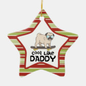 Cute Pug Dog Cool of Dad Kerstmis Keramisch Ornament (Voorkant)