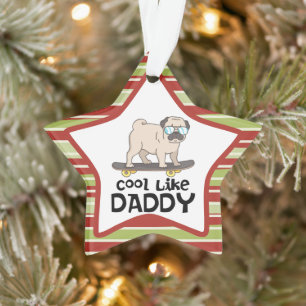Cute Pug Dog Cool of Dad Kerstmis Ornament