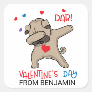 Cute Pug Dog Dab Valentijnsdag Vierkante Sticker