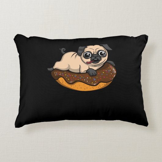 Cute Pug Dog Donut Lover Pet Accent Kussen (Voorkant)