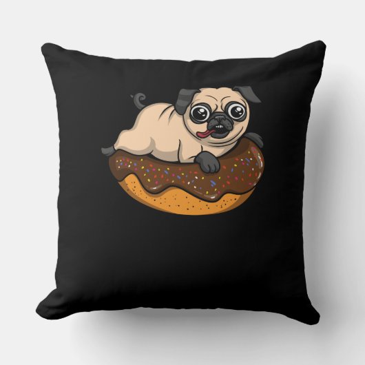 Cute Pug Dog Donut Lover Pet Kussen (Voorkant)