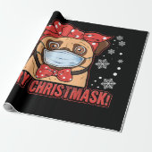 Cute Pug Dog Face Mask Merry Kerstry Cadeaupapier (Uitgerold)