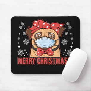 Cute Pug Dog Face Mask Merry Kerstry Muismat