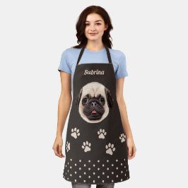 Cute Pug Dog Face Personalized Name All-Over Print Schort