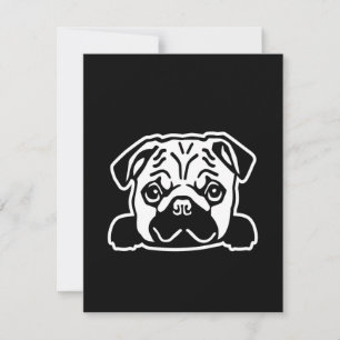 Cute Pug Dog Face Sketch   Pug Lovers Bedankkaart