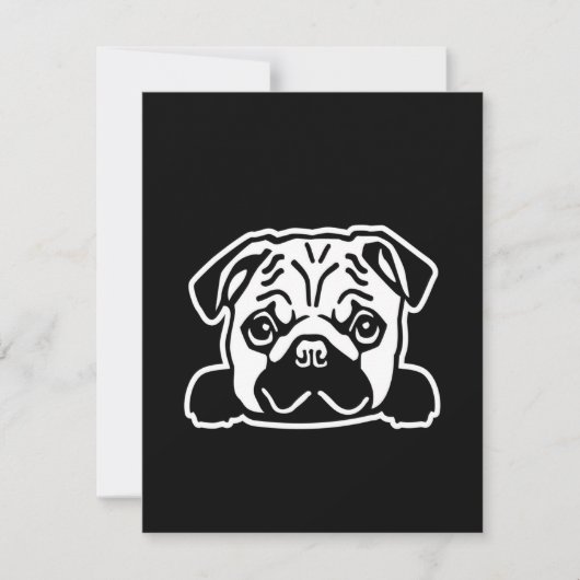 Cute Pug Dog Face Sketch | Pug Lovers Bedankkaart (Voorkant)
