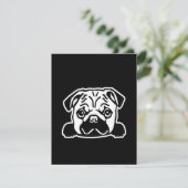 Cute Pug Dog Face Sketch | Pug Lovers Bedankkaart (Staand voorkant)