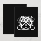 Cute Pug Dog Face Sketch | Pug Lovers Bedankkaart (Voorkant / Achterkant)