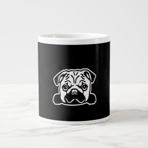 Cute Pug Dog Face Sketch   Pug Lovers Grote Koffiekop