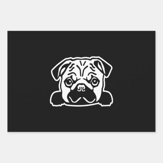 Cute Pug Dog Face Sketch | Pug Lovers Inpakpapier Vel (Voorkant)