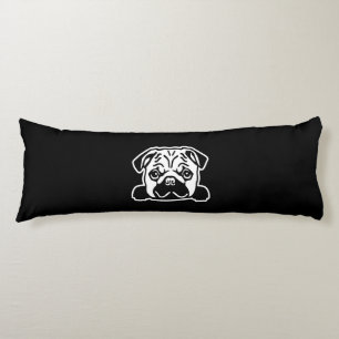 Cute Pug Dog Face Sketch Pug Lovers Lichaamskussen