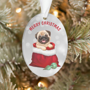Cute Pug Dog Gift Surprise Ornament