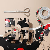Cute Pug Dog Gift Wrap | kerstpapier Cadeaupapier