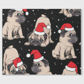 Cute Pug Dog Gift Wrap | kerstpapier Cadeaupapier (Vlak)