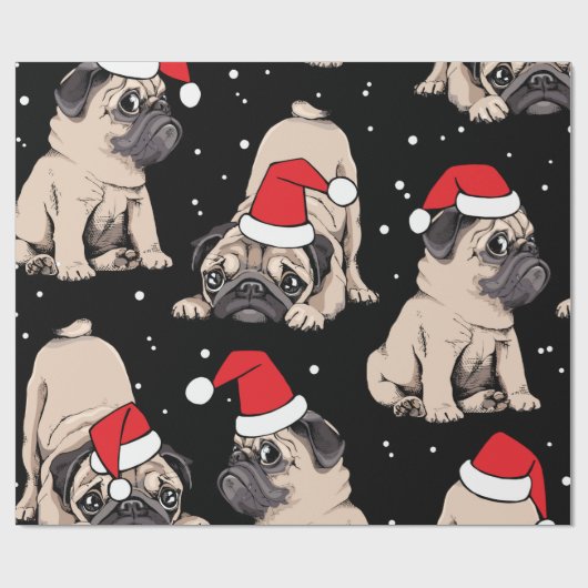 Cute Pug Dog Gift Wrap | kerstpapier Cadeaupapier (Vlak)